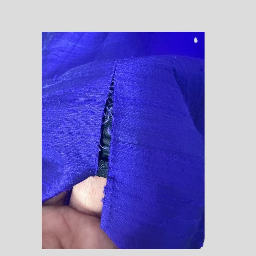 VINTAGE KANAK 100% SILK ROYAL PURPLE RUCHED DRESS (SZ 8) - Picture 12 of 12